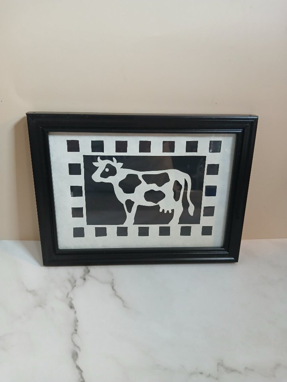 Framed Cow in Scherenschnitte Hand Paper Cutting-By Shirley